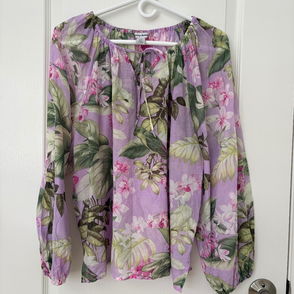 Tommy Bahama Lavender Floral Peasant Blouse